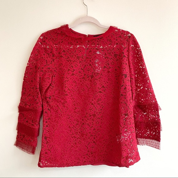 ✨NWT✨ JCREW Lace Top with Tulle Ruffle - Size Small - Picture 6 of 6